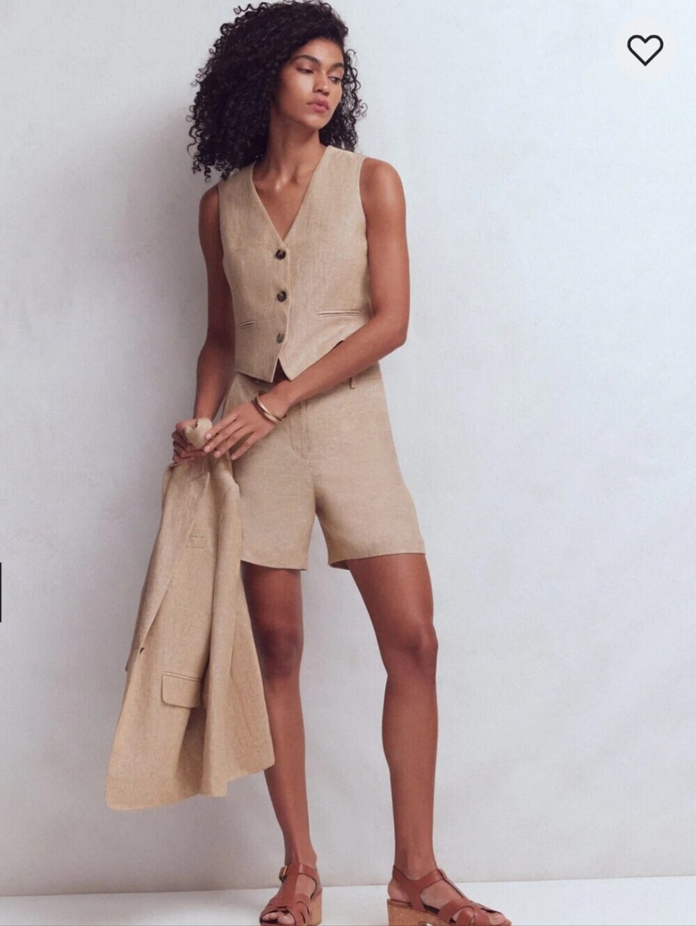 Boden Belgravia 100% Linen Shorts in Chambray Brown Coastal Natural Lightweight